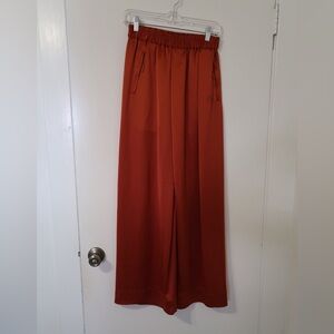 Y-3 wide leg silk trousers in copper